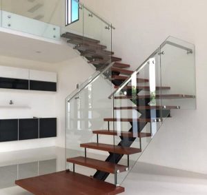 Mẫu lan can kính cầu thang bằng inox 304 đẹp, sang trọng
