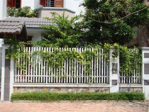 Mẫu hàng rào sắt màu trắng thân thiện với môi trường