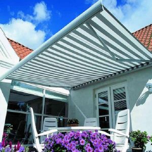 Bạt mái hiên vải nhập khẩu sọc đen trắng cao cấp, giá rẻ