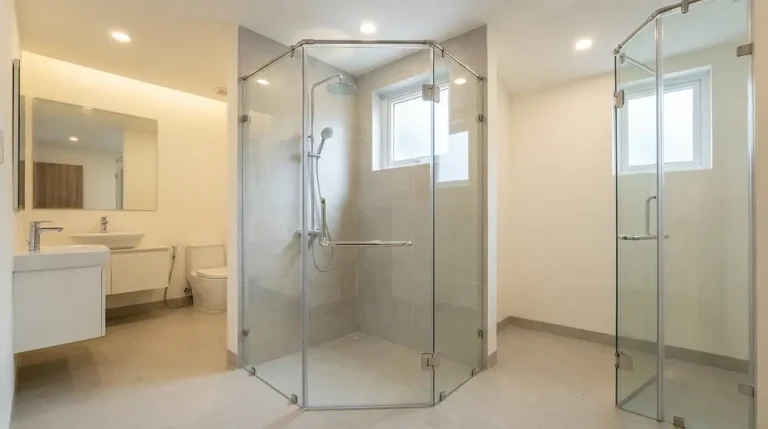 Phòng tắm kính góc 135 độ Chị Trâm Hóc Môn, TPHCM